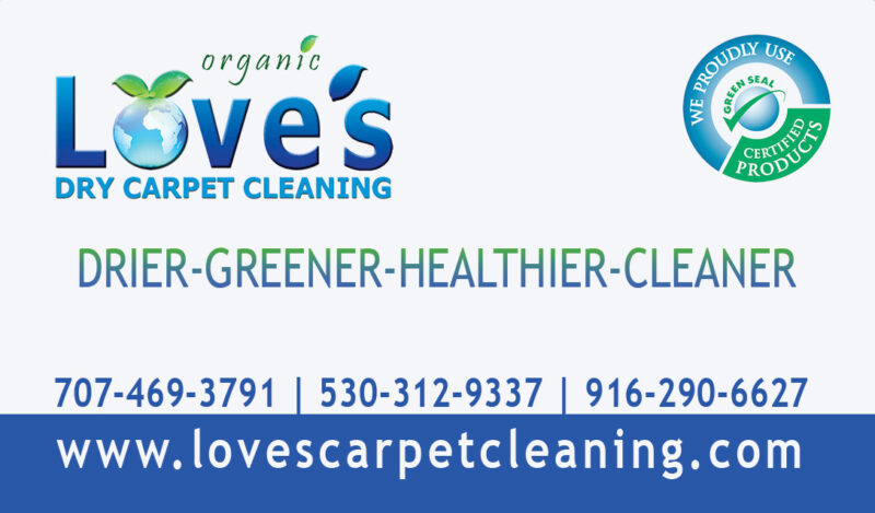 3.5X2 business card Loves New 1.11.22 carpet cleaning Vacaville California